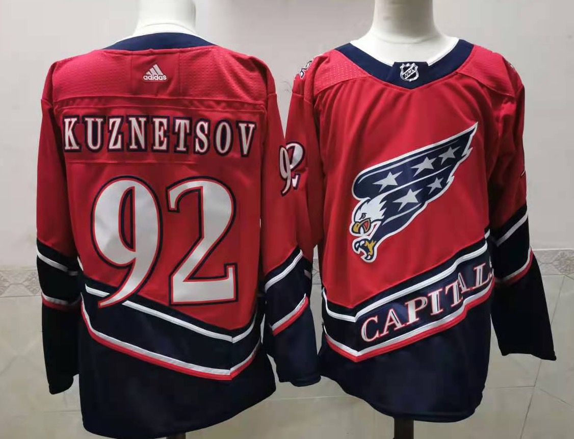 Men Washington Capitals #92 Kuznetsov Red Throwback Authentic Stitched 2020 Adidias NHL Jersey